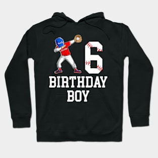 6Th Birthday Baseball Big Number Six 6 Year Old Boy Girl Hoodie